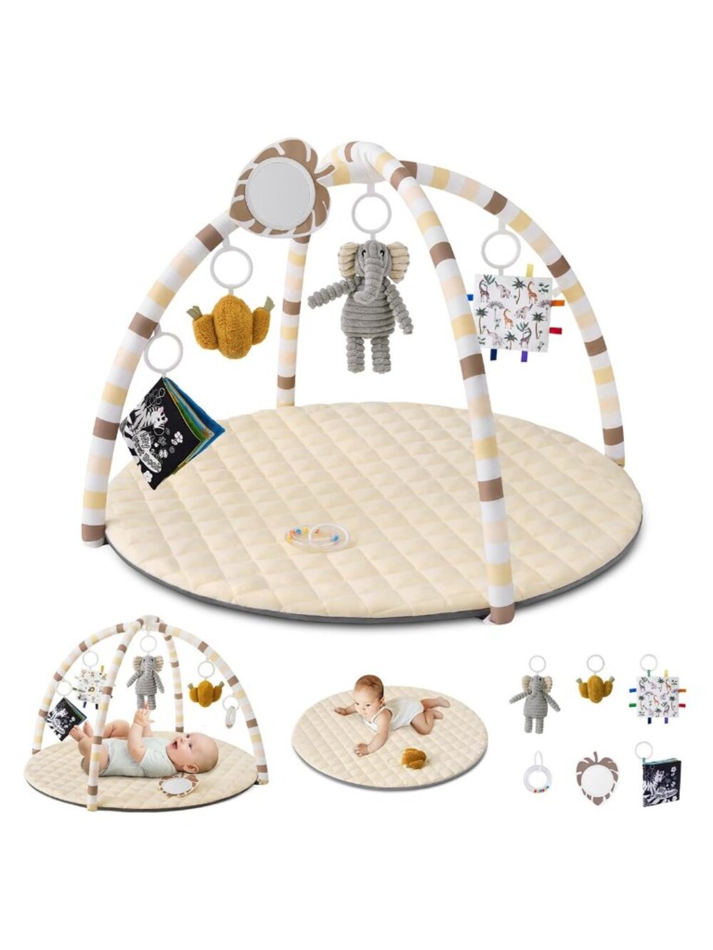 New Baby Play Gym Mat, Tummy Time Activity Mat